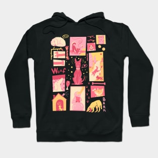 Retro Pink Dog Pattern Hoodie